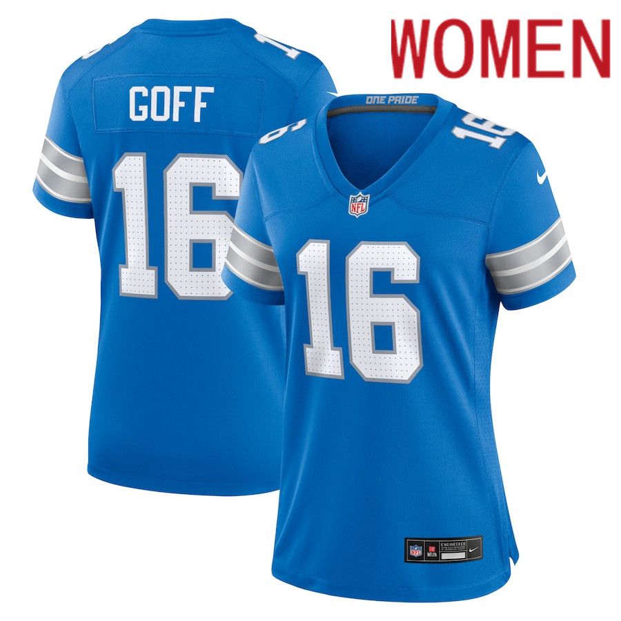 Women Detroit Lions 16 Jared Goff Nike Blue Game NFL Jersey